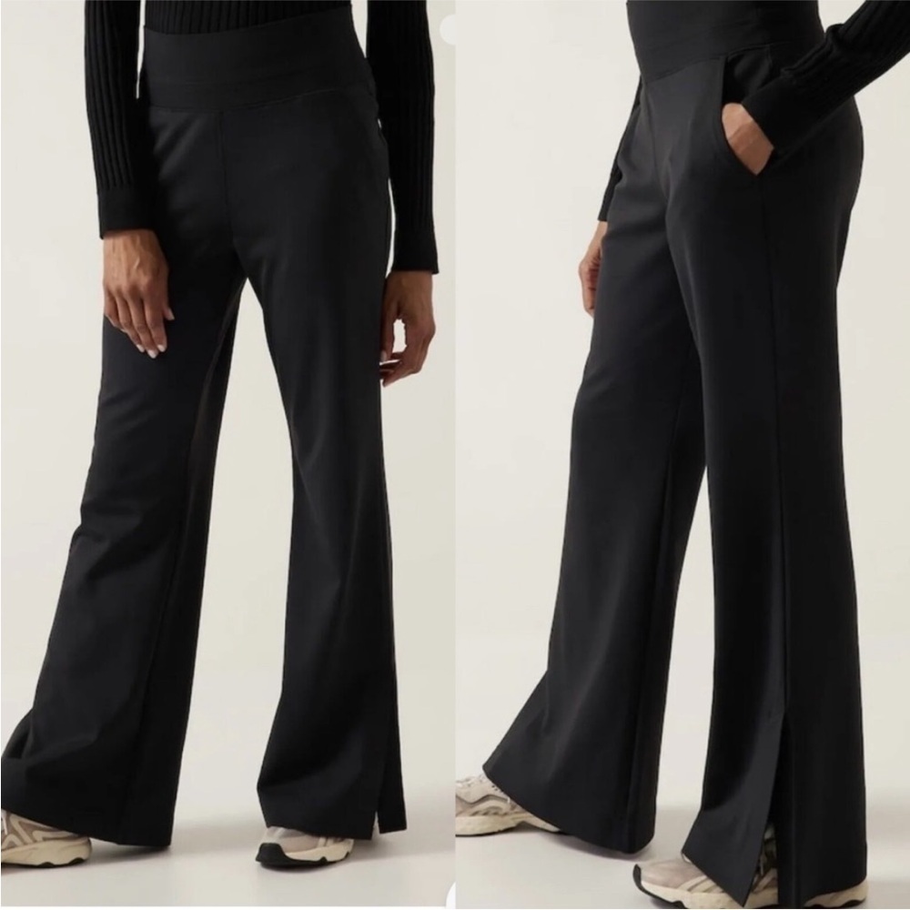 ATHLETA Venice Pant Flare Split Hem 882675 NEW Black Plus Size 3X